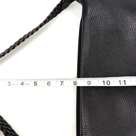 Brighton Handbag Black Brown Leather Shoulder Bag Purse Bag Charm Silver Accent - Picture 15 of 16